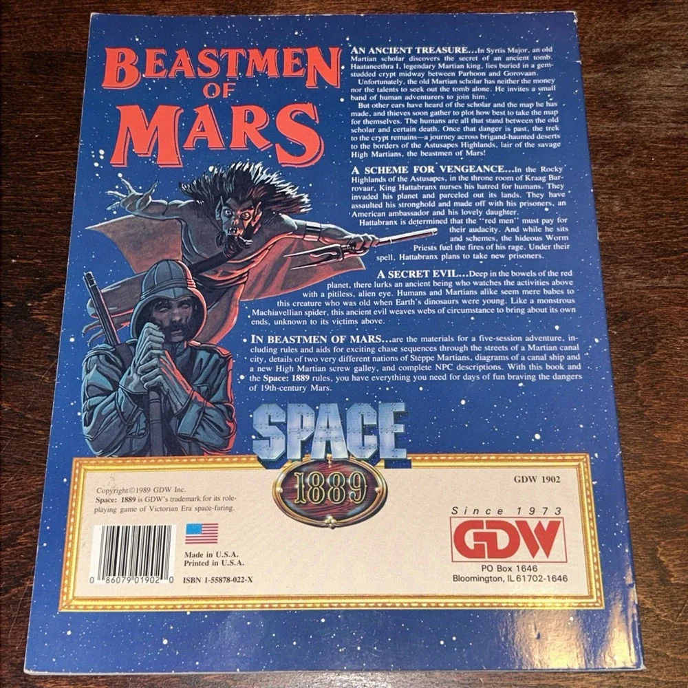 Space 1889 Beastmen of Mars Role Play Science Fiction Lester‎ W. Smith GDW #1902